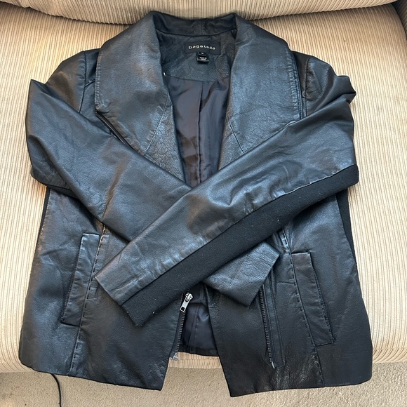 Genuine leather shell cropped jacket. - Picture 2 of 3
